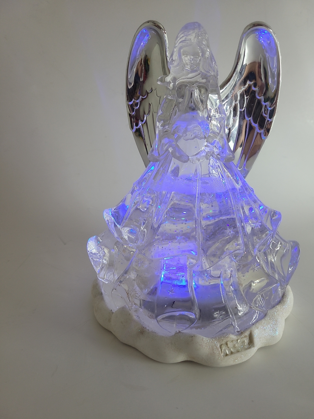Clear Crystal LED Angel Figurine with Silver Wings - Home Accents